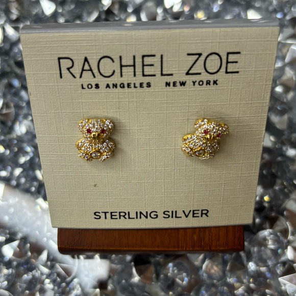 Rachel Zoe Gold Teddy Bear Earrings NIP - Picture 6 of 7